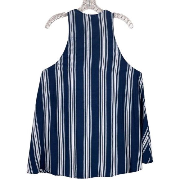 SHOW ME YOUR MUMU Rancho Mirage Tunic Dress Size Medium Lace Up Navy Blue Stripe - Picture 4 of 14